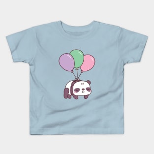 Cute Little Panda Flying With Balloons Kids T-Shirt